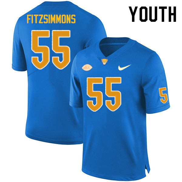 Youth #55 Sean FitzSimmons Pitt Panthers College Football Jerseys Sale-Royal